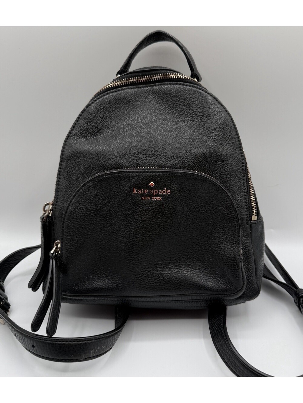 Kate Spade Jackson Black Pebbled Leather Med Dome Backpack Purse Bag EUC